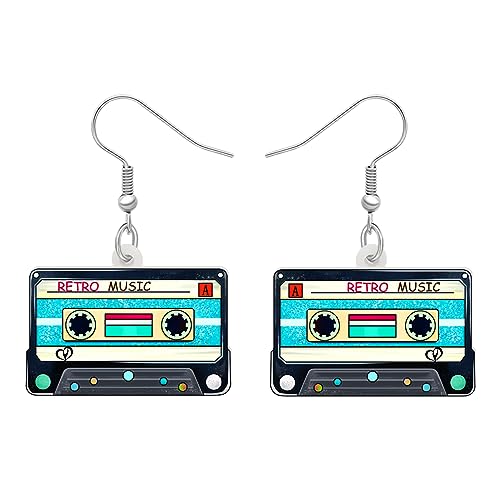 DALANE Acryl Fun Vintage Radio Kassette Ohrringe Retro Schmuck für Frauen Mädchen 80er 90er Jahre Nostalgie Geschenke (Blau) von DALANE