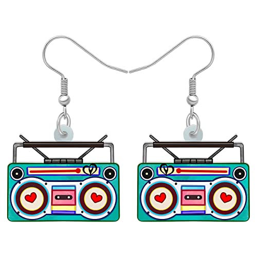 DALANE Acryl Fun Vintage Radio Kassette Ohrringe Retro Schmuck für Frauen Mädchen 80er 90er Jahre Nostalgie Geschenke (Grünes Radio) von DALANE