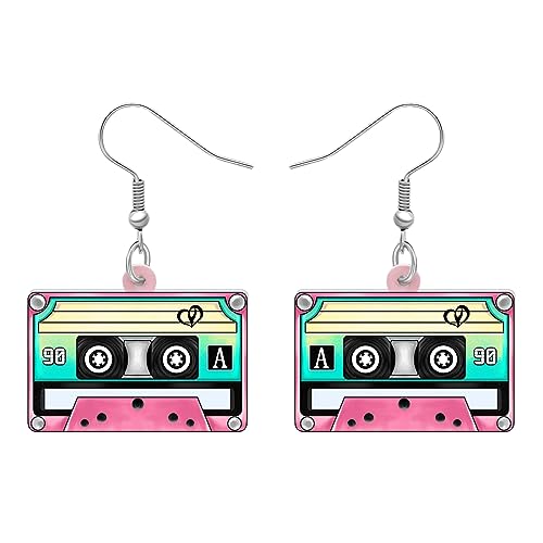 DALANE Acryl Fun Vintage Radio Kassette Ohrringe Retro Schmuck für Frauen Mädchen 80er 90er Jahre Nostalgie Geschenke (Rosa) von DALANE