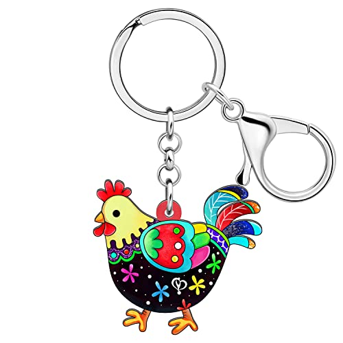 DALANE Acryl Huhn Schlüsselanhänger Henne Hahn Schlüsselring Bauernhof Tiere für Damen Mädchen Geschenke Tasche Dekor (Multi) von DALANE