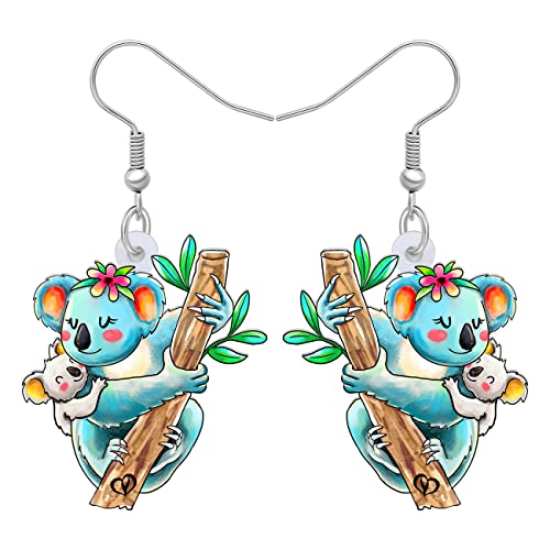 DALANE Acryl Muttertag Koala Ohrringe Baumeln Tropfen Schmuck Muttertagsgeschenke für Damen Mädchen Mutter Tochter (Blau) von DALANE