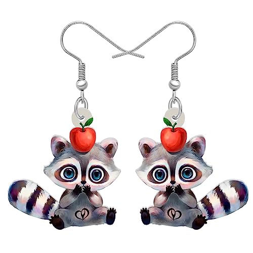 DALANE Acryl Niedlich Anime Nördlicher Waschbär Ohrringe Wald Tiere Baumelnder Tropfen Mode Schmuck für Frauen Mädchen Kinder Charms Geschenke (Grau B) von DALANE