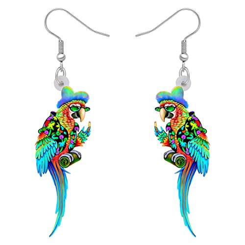 DALANE Acryl Niedlich Hawaii Ara Papagei Vogel Ohrringe Baumelnder Tropfen Tiere Schmuck für Frauen Mädchen Kinder Charms Sommer Geschenke (Blau) von DALANE