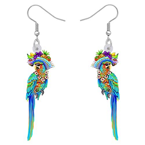 DALANE Acryl Niedlich Hawaii Ara Papagei Vogel Ohrringe Baumelnder Tropfen Tiere Schmuck für Frauen Mädchen Kinder Charms Sommer Geschenke (Blau A) von DALANE