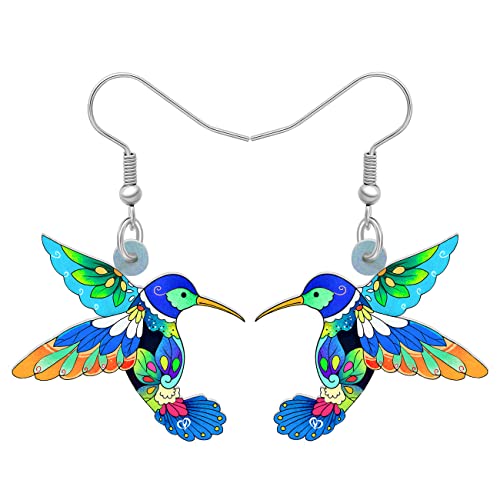 DALANE Acryl Niedlich Kolibri Ohrringe Hängend Vögel Baumeln Mode Schmuck Kolibri Geschenke für Damen Mädchen Deko (Blau) von DALANE