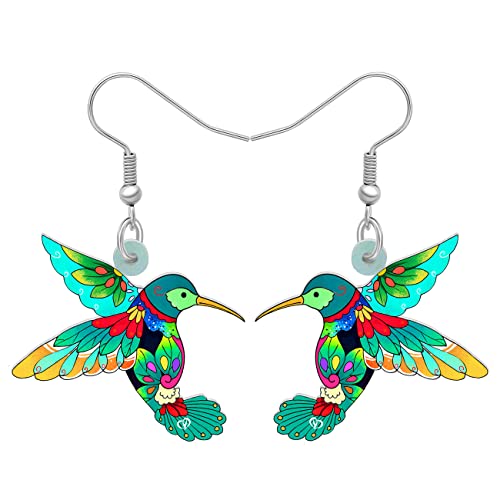 DALANE Acryl Niedlich Kolibri Ohrringe Hängend Vögel Baumeln Mode Schmuck Kolibri Geschenke für Damen Mädchen Deko (Grün) von DALANE