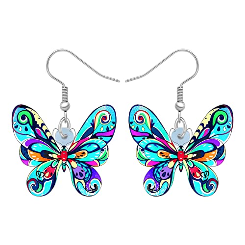 DALANE Acryl Niedlich Schmetterling Ohrringe Hängend Insekten Schmetterling Schmuck Geschenke für Damen Mädchen Dekor (Blau) von DALANE