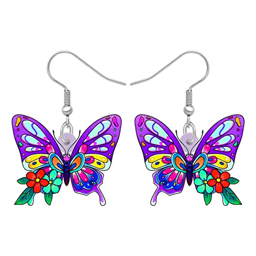 DALANE Acryl Niedlich Schmetterling Ohrringe Hängend Insekten Schmetterling Schmuck Geschenke für Damen Mädchen Dekor (Mauve) von DALANE