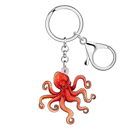 DALANE Acryl Niedliche Oktopus Schlüsselanhänger Tintenfisch Schlüsselanhänger Oktopus Schmuckanbund Geschenke für Damen Mädchen (Rot) von DALANE