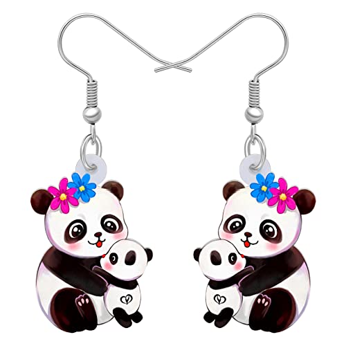DALANE Acryl Niedlichen Panda Bär Ohrringe Hängend Baumeln Neuheit Schmuck Panda Geschenke für Damen Mädchen (Dunkel) von DALANE
