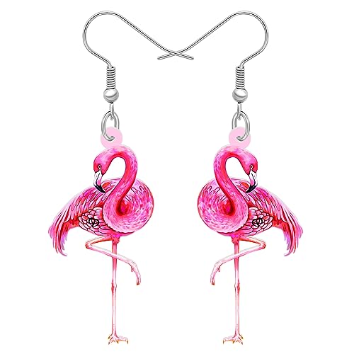 DALANE Acryl Spaß baumeln Flamingo Geschenke für Damen Mädchen Niedlich Sommer Tropischen Rosa Flamingo Ohrringe hängend Schmuck für Vogelliebhaber Urlaub Strand Party Charms (Krepp) von DALANE