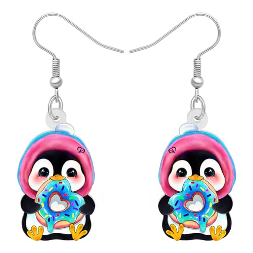 DALANE Acryl Süße Weihnachten Hut Pinguin Ohrringe Baumeln Tropfen Anime Schal Tiere Schmuck für Frauen Damen Mädchen Kinder Weihnachten Geschenke (Valentinstag A) von DALANE