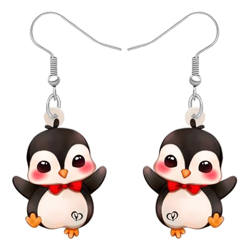 DALANE Acryl Süße Weihnachten Hut Pinguin Ohrringe Baumeln Tropfen Anime Schal Tiere Schmuck für Frauen Damen Mädchen Kinder Weihnachten Geschenke (Weiß) von DALANE