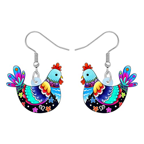 DALANE Cute Acryl Henne Huhn Ohrringe Bauernhof Tiere Hahn Baumelnder Tropfen Mode Schmuck für Frauen Mädchen Kinder Charms Party Geschenke (Blau) von DALANE