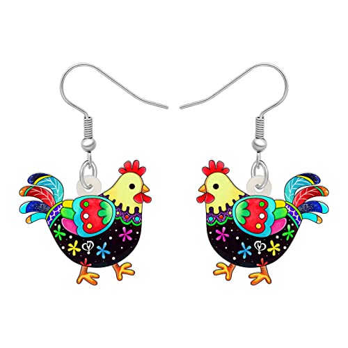 DALANE Cute Acryl Henne Huhn Ohrringe Bauernhof Tiere Hahn Baumelnder Tropfen Mode Schmuck für Frauen Mädchen Kinder Charms Party Geschenke (Multi B) von DALANE