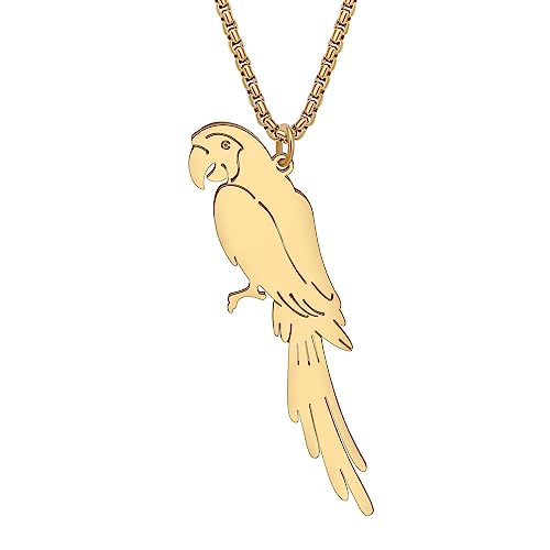 DALANE Edelstahl Ara Papagei Halskette 18K Vergoldet Kakadu Anhänger Vögel Tiere Schmuck Geschenke für Frauen Mädchen (Vergoldeter Ara B) von DALANE