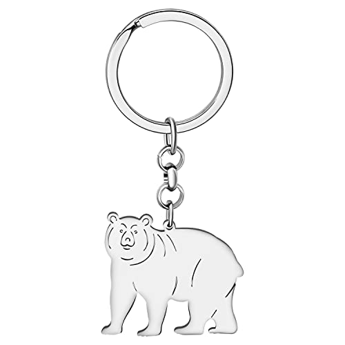 DALANE Edelstahl Cartoon Eisbär Schlüsselanhänger Tasche Schlüsselring Tiere Schmuck für Damen Mädchen Charms Geschenke Zubehör (Versilbert) von DALANE