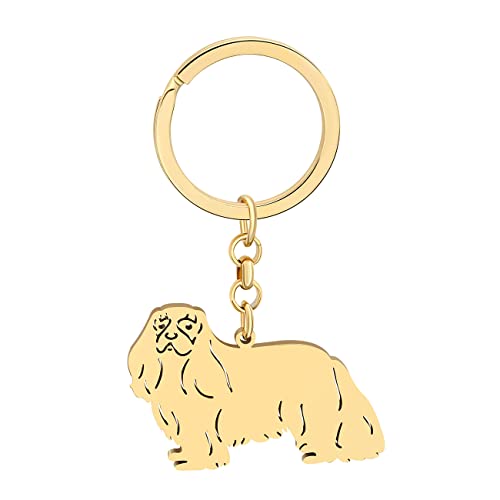 DALANE Edelstahl Cavalier King Charles Spaniel Hund Schlüsselanhänger Welpe Schlüsselring Haustiere Schmuck Geschenke für Damen Mädchen von DALANE