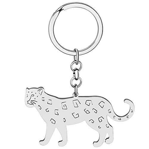 DALANE Edelstahl Leopard Schlüsselanhänger Gepard Autoschlüsselring Tiere Schmuck Geschenke für Damen Mädchen Deko (Versilbert Leopard) von DALANE