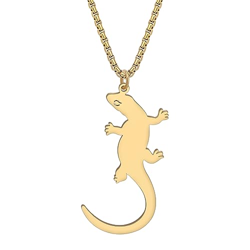 DALANE Edelstahl Neuheit Gecko Wand Eidechse Halskette 18K Vergoldet Anhänger Tiere Schmuck für Frauen Mädchen Geschenke (18K Vergoldet) von DALANE