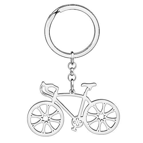 DALANE Edelstahl Niedlich Fahrrad Schlüsselanhänger Fahrrad Schmuck für Frauen Mädchen Charms Geschenke Brieftasche Schlüsselring (Versilbert A) von DALANE