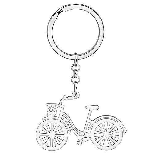 DALANE Edelstahl Niedlich Fahrrad Schlüsselanhänger Fahrrad Schmuck für Frauen Mädchen Charms Geschenke Brieftasche Schlüsselring (Versilbert B) von DALANE
