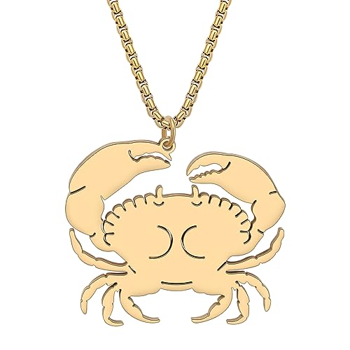 DALANE Edelstahl Niedlich Hai Halskette 18K Gold Vergoldet Anhänger Delphin Krabbe Schildkröte Schmuck Ozean Tiere Geschenke für Frauen Mädchen Charms (Vergoldete Krabbe) von DALANE