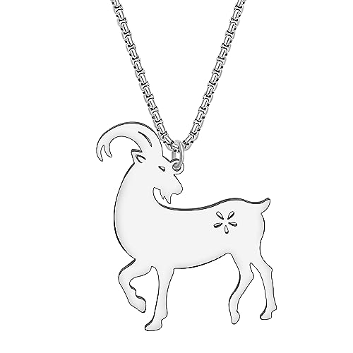 DALANE Edelstahl Niedliche Ziege Halskette 18K Vergoldet Anhänger Bauernhof Tiere Schmuck für Frauen Mädchen Charms Geschenke (Versilbert) von DALANE