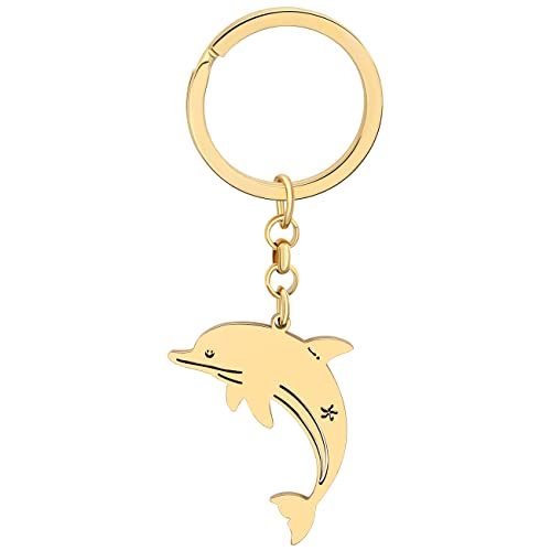 DALANE Edelstahl Schlüsselanhänger Delfin Ozean Fisch Schlüsselring Anhänger Delphin Geschenke Schmuck für Damen Mädchen Kinder von DALANE