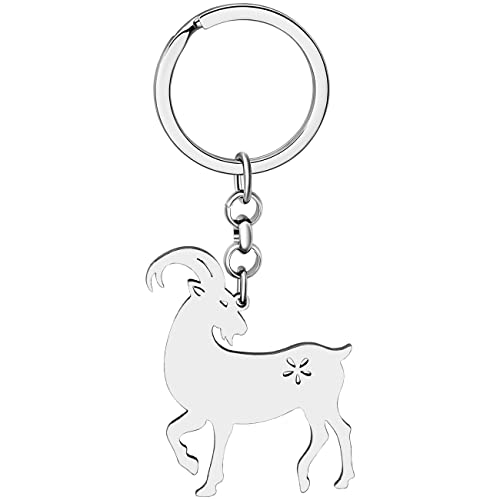 DALANE Edelstahl Ziege Schlüsselanhänger Schaf Brieftasche Tiere Mode Schmuck Charms Geschenke für Damen Mädchen Tasche Dekor (Versilbert) von DALANE