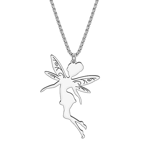DALANE Edelstahl Zierliche Fee Halskette 18k Vergoldet Anhänger Schmetterling Flügel Schmuck Geschenke für Frauen Mädchen Charms Party Gefälligkeiten (Versilbert A) von DALANE