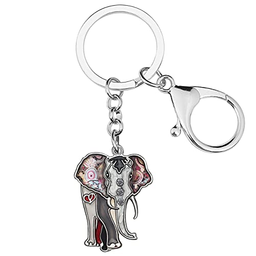 DALANE Emaille-Legierung Afrikanischer Elefant Schlüsselanhänger Schlüsselring Tiere Schmuck Elefant Geschenke für Damen Mädchen (Schwarz) von DALANE