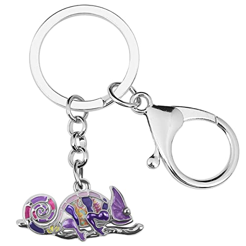 DALANE Emaille Legierung Chamäleon Schlüsselanhänger Eidechse Handtasche Auto Schlüsselring Schmuck Geschenke für Damen Mädchen Kinder (Lila) von DALANE