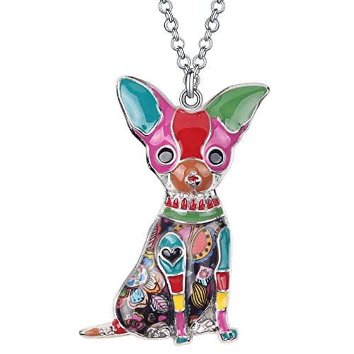 DALANE Emaille Legierung Chihuahua Hund Halskette Welpe Anhänger Haustiere Schmuck Geschenke für Damen Mädchen Hundeliebhaber (Mehrfarbig) von DALANE