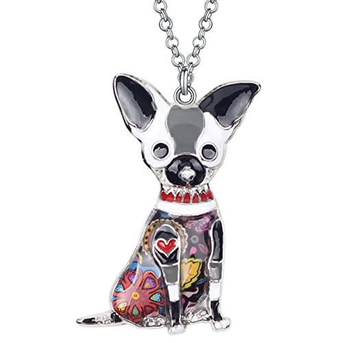 DALANE Emaille Legierung Chihuahua Hund Halskette Welpe Anhänger Haustiere Schmuck Geschenke für Damen Mädchen Hundeliebhaber (Schwarz) von DALANE