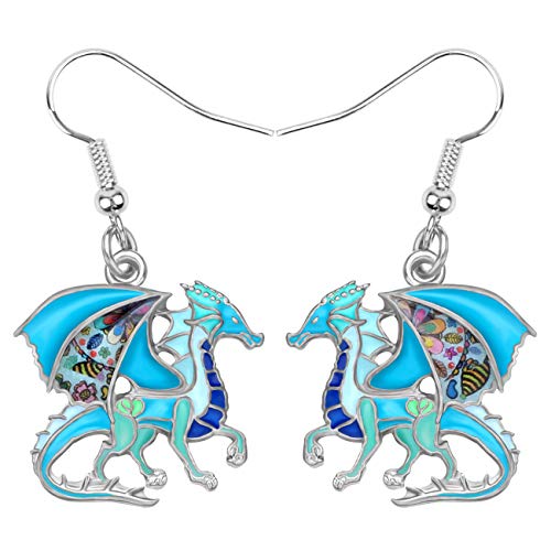 DALANE Emaille Legierung Drachen Ohrringe Hängend mythische Dinosaurier Baumeln Mode Schmuck für Damen Mädchen Geschenke (Marine) von DALANE