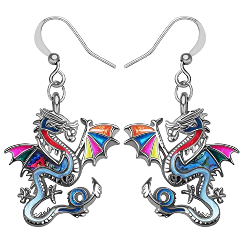 DALANE Emaille Legierung Drachen Ohrringe Hängend mythische Dinosaurier Baumeln Mode Schmuck für Damen Mädchen Geschenke (Multi) von DALANE