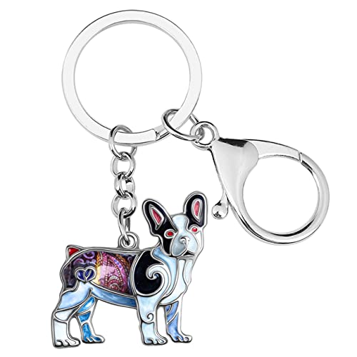 DALANE Emaille Legierung Französisch Bulldogge Hund Schlüsselanhänger Welpe Haustiere Schmuck Geschenke für Damen Mädchen Kinder (Schwarz) von DALANE