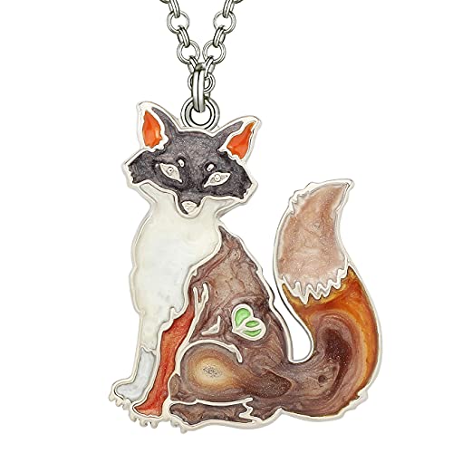 DALANE Emaille Legierung Fuchs Halskette Anhänger Wildtiere Schmuck Fuchs Kette Geschenke für Frauen Mädchen Party-Gefälligkeiten (Braun) von DALANE