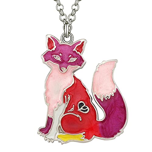 DALANE Emaille Legierung Fuchs Halskette Anhänger Wildtiere Schmuck Fuchs Kette Geschenke für Frauen Mädchen Party-Gefälligkeiten (Rot) von DALANE
