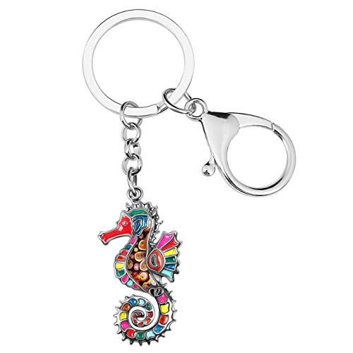 DALANE Emaille Legierung Hippocampus Seepferdchen Schlüsselanhänger Handtasche Schlüsselring Ozean Schmuck Geschenke für Damen Mädchen (Multi) von DALANE