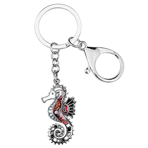 DALANE Emaille Legierung Hippocampus Seepferdchen Schlüsselanhänger Handtasche Schlüsselring Ozean Schmuck Geschenke für Damen Mädchen (Schwarz) von DALANE