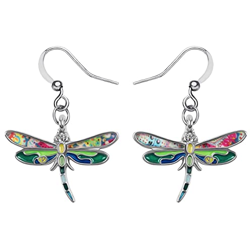 DALANE Emaille Legierung Libelle Ohrringe Hängend Baumeln für Damen Mädchen Kinder Sommer Insekten Schmuck Libelle Geschenke (Grün) von DALANE