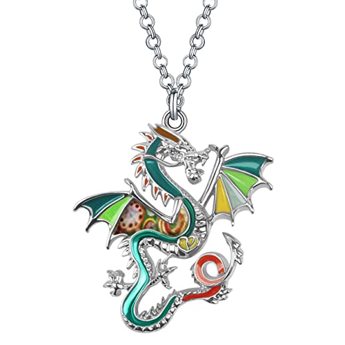 DALANE Emaille Legierung Neuheit Drache Halskette Dinosaurier Anhänger Schmuck Geschenke für Damen Mädchen Kinder (Grün) von DALANE