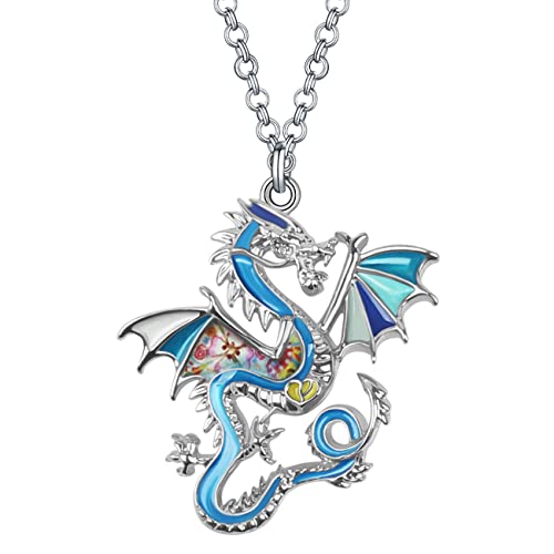 DALANE Emaille Legierung Neuheit Drache Halskette Dinosaurier Anhänger Schmuck Geschenke für Damen Mädchen Kinder (Marine) von DALANE