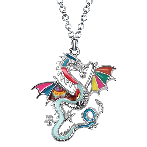 DALANE Emaille Legierung Neuheit Drache Halskette Dinosaurier Anhänger Schmuck Geschenke für Damen Mädchen Kinder (Multi) von DALANE