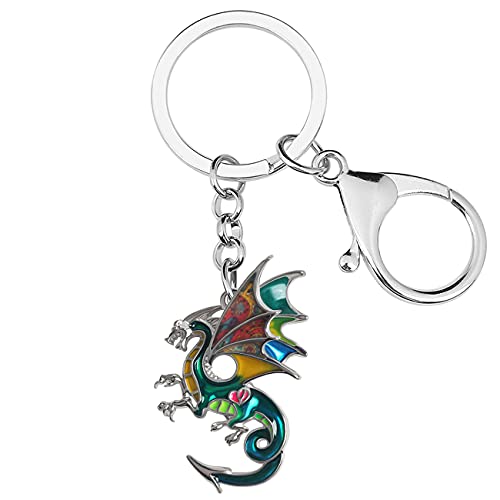 DALANE Emaille Legierung Neuheit Drache Schlüsselanhänger Dinosaurier Schlüsselanbund Mode Schmuck für Damen Mädchen Geschenke (Grün) von DALANE