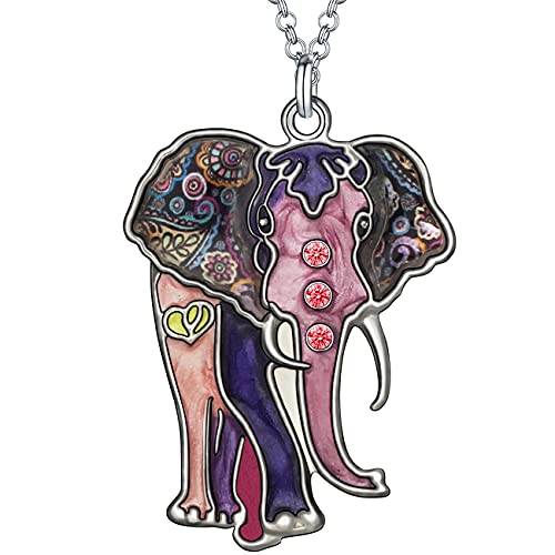 DALANE Emaille-Legierung Niedlich Afrikanischen Elefanten Halskette Tiere Anhänger Neuheit Schmuck Geschenke für Damen Mädchen (Lila) von DALANE