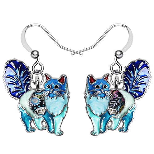 DALANE Emaille Legierung Ohrringe Hängend Katze Anime Kätzchen Haustiere Schmuck Katze Geschenke für Damen Mädchen Kinder (Blau) von DALANE