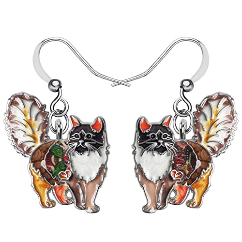 DALANE Emaille Legierung Ohrringe Hängend Katze Anime Kätzchen Haustiere Schmuck Katze Geschenke für Damen Mädchen Kinder (Braun) von DALANE